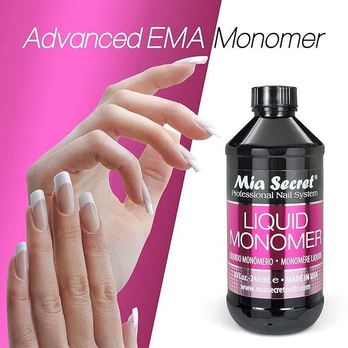 16 oz Mia Secret Liquid Monomer - Professional Acrylic Nail Liquid for Acrylic Powder - EMA monomer - Nail Monomer liquid - ema monomer acrylic nail liquid