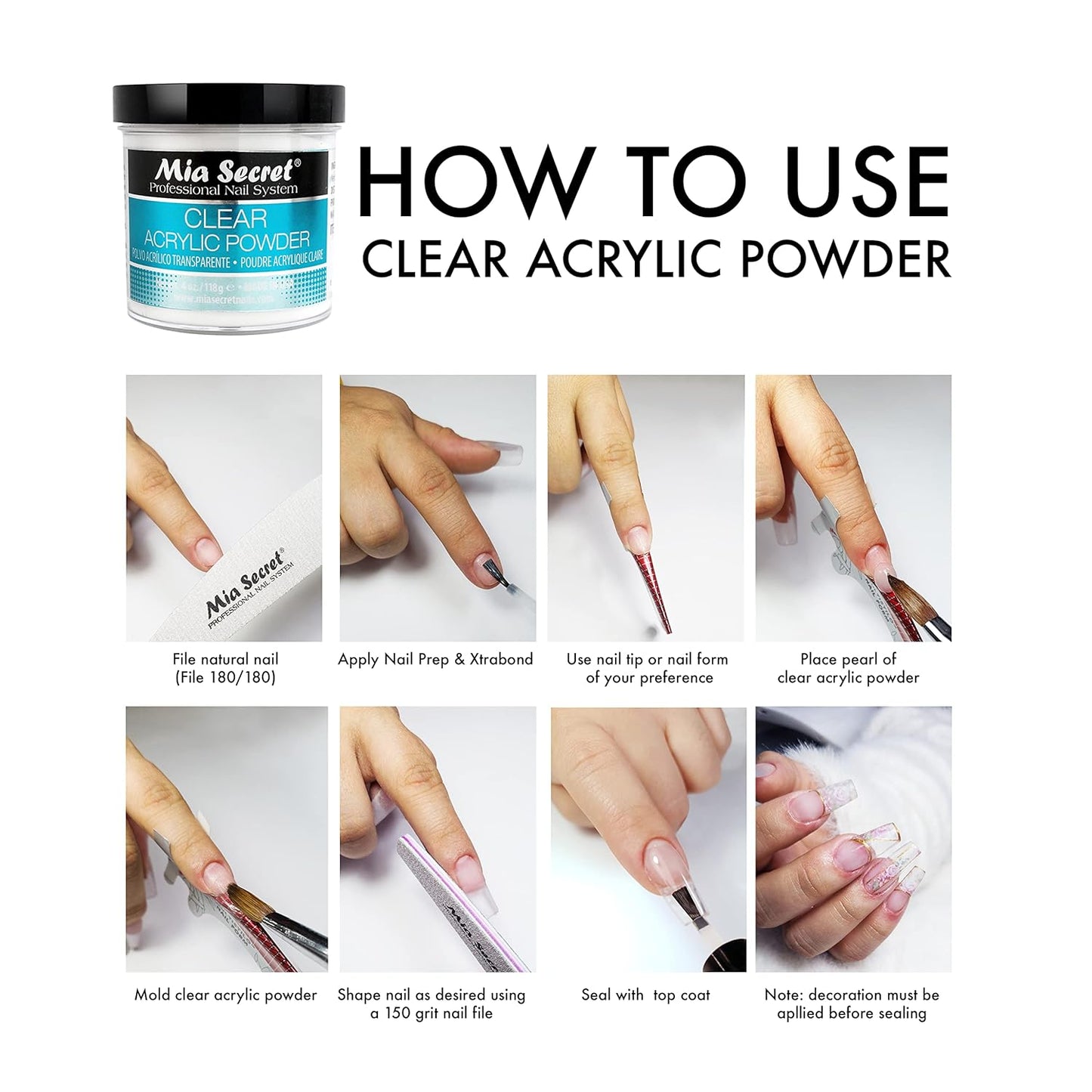 Mia Secret Clear Acrylic Powder (8oz)