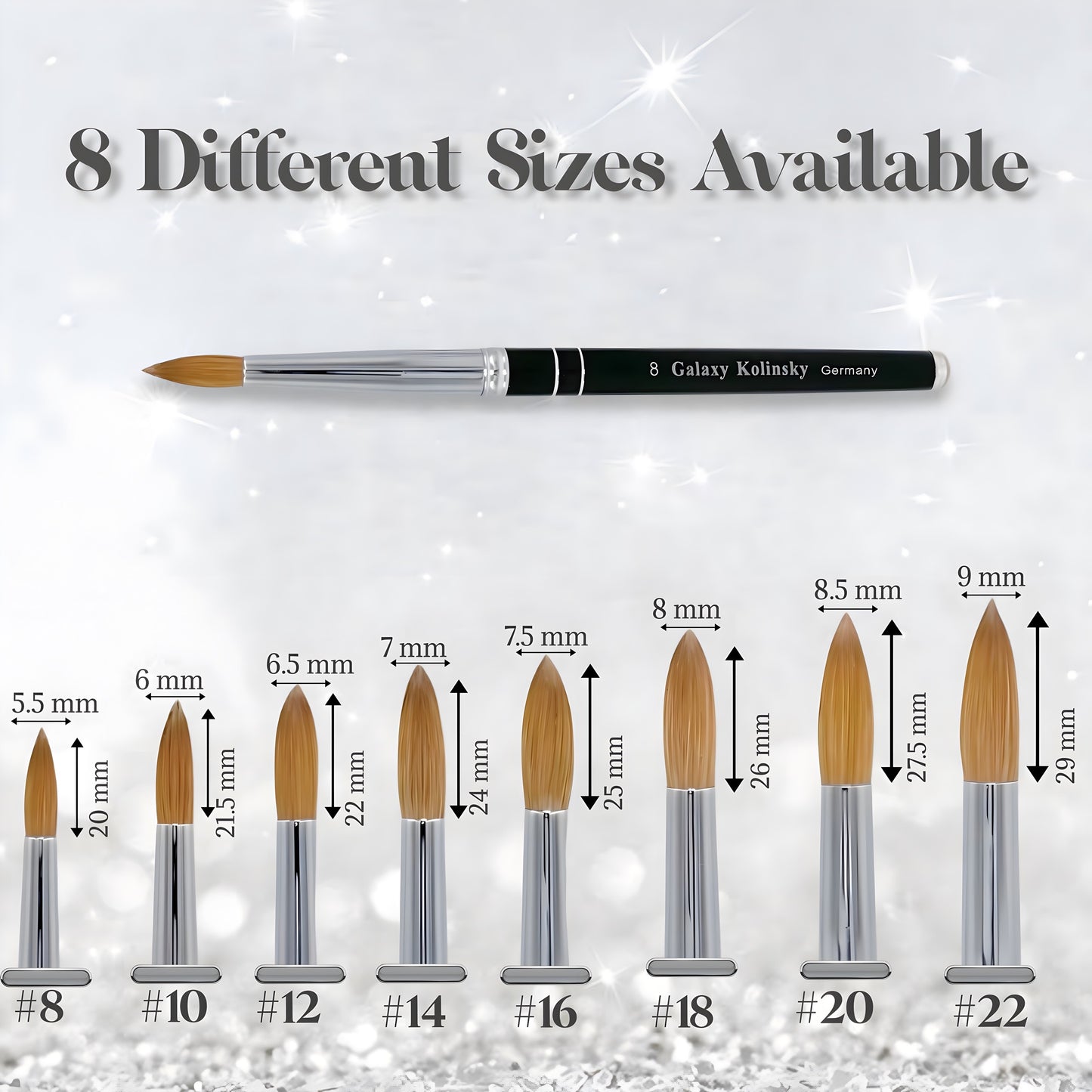Galaxy Black Kolinsky │ Pincel para uñas acrílicas │ Tamaño #22