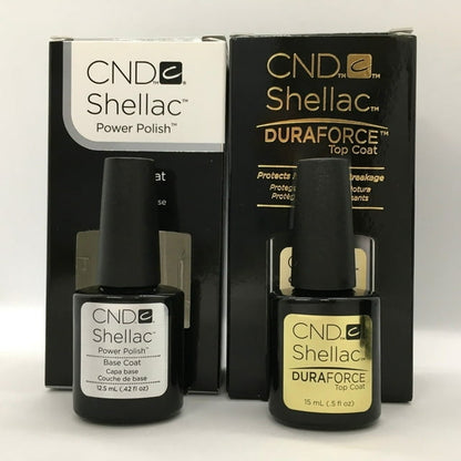 Esmalte de uñas CND Shellac, capa superior Duraforce (0,5 onzas líquidas) y capa base (0,42 onzas líquidas) Duo 