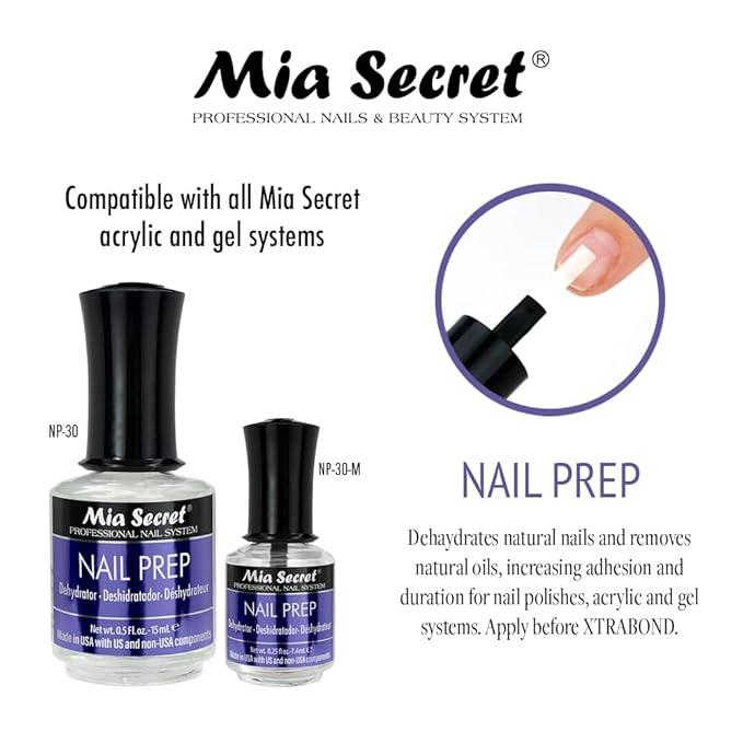Mia Secret Professional Acid Free Natural Nail Prep Dehydrator, 15ml - Enhanced Bonding Dehydrator for Acrylic Powder and Gel Nail Polish