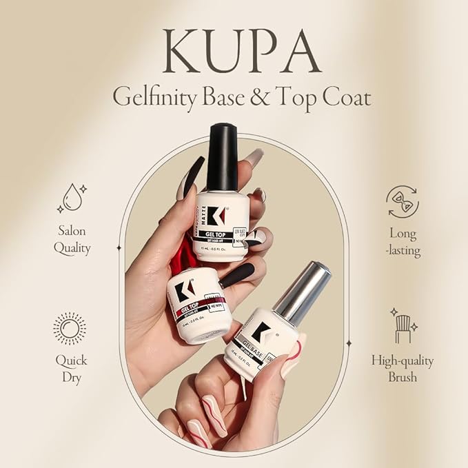 GelFinity | Kupa Top Coat Acabado brillante (sin limpiar) 0.5 onzas líquidas