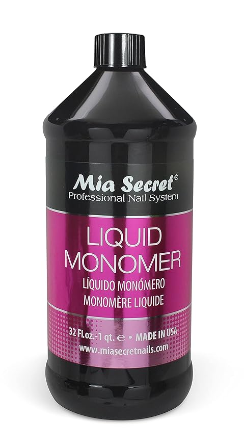 32 oz Mia Secret Liquid Monomer - Professional Acrylic Nail Liquid for Acrylic Powder - EMA monomer acrylic nail liquid