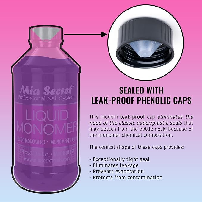 16 oz Mia Secret Liquid Monomer - Professional Acrylic Nail Liquid for Acrylic Powder - EMA monomer - Nail Monomer liquid - ema monomer acrylic nail liquid