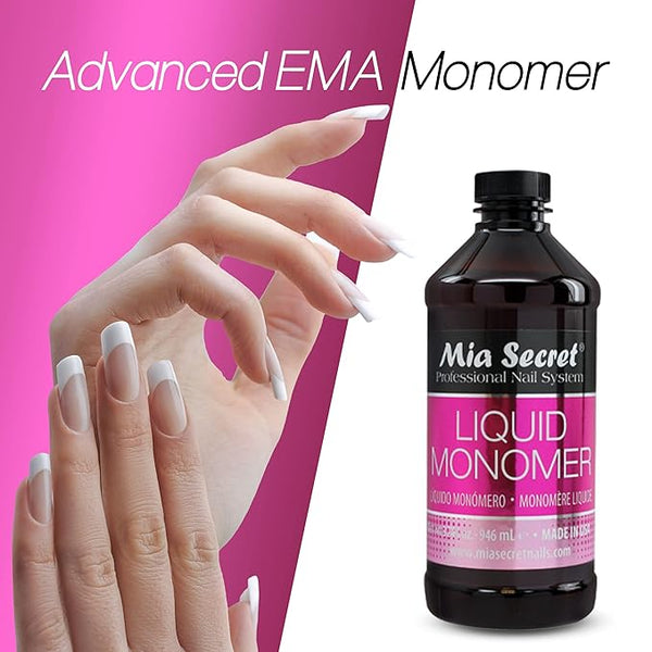 32 oz Mia Secret Liquid Monomer - Professional Acrylic Nail Liquid for Acrylic Powder - EMA monomer acrylic nail liquid