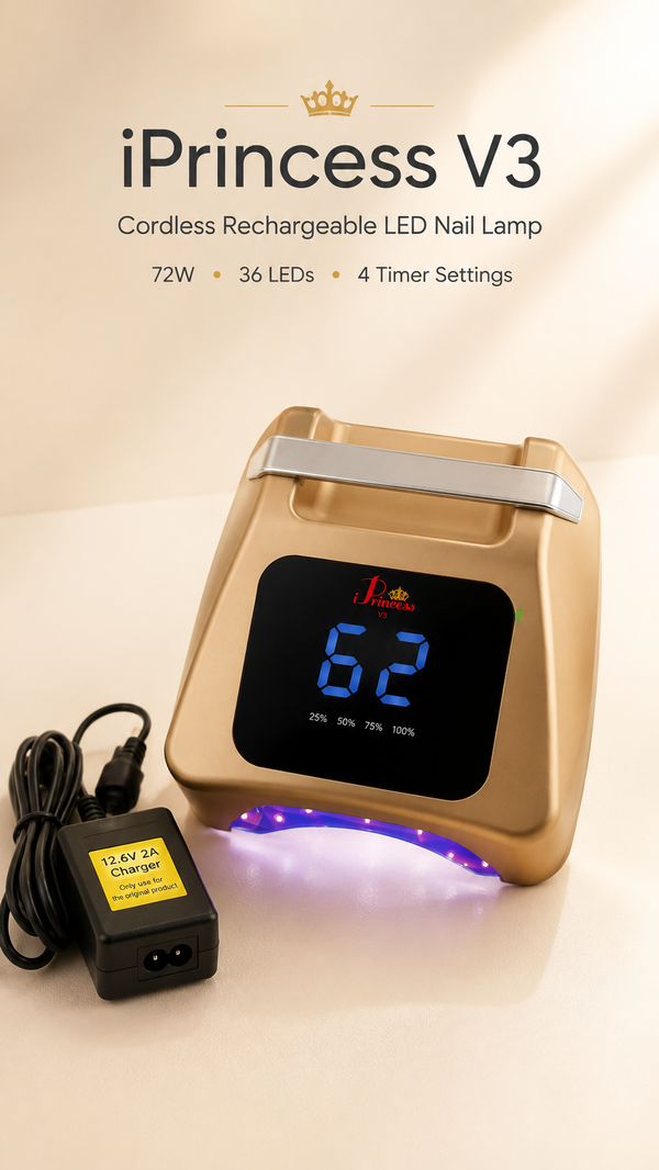 iPrincess V3 Cordless Rechargeable LED Nail Lamp -(Champagne Gold)