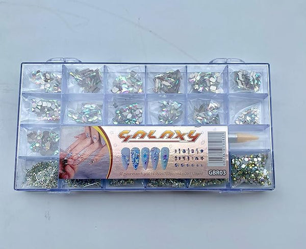 Galaxy | GBR03 | 50Pcs in Each Grid, 14 Styles(700Pcs) ss4-ss20(7128Pcs) | 20 Types of Stone