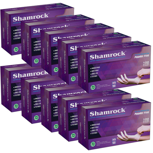 shamrock - 60600 Latex Industrial Gloves, Powder Free, Textured, Size XS - Case Pack Of 1000 Gloves