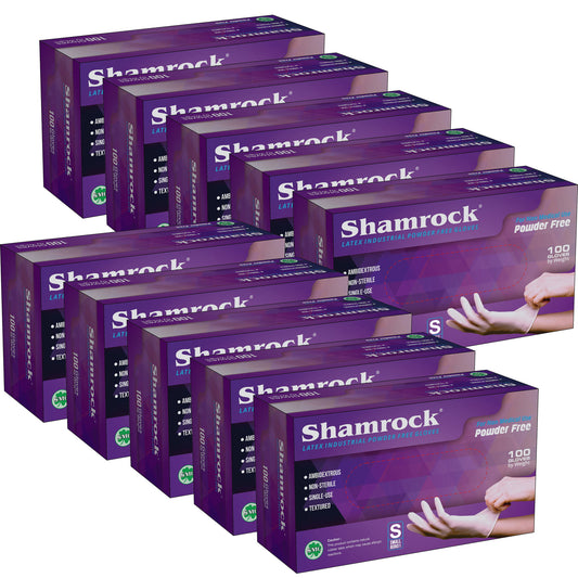 Shamrock - 60601 Latex Industrial Gloves, Powder Free, Textured, Size S - Case Pack Of 1000 Gloves
