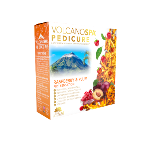 Balneario Volcán | Kit de pedicura de 6 pasos | CIRUELA FRAMBUESA (SENSACIÓN DE FUEGO)