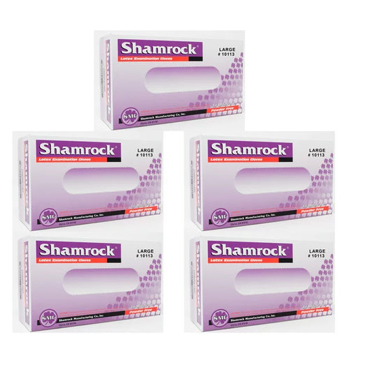 Shamrock - Powder Free Textured Latex medical Examination Gloves - Size L, Pack of 500 Gloves